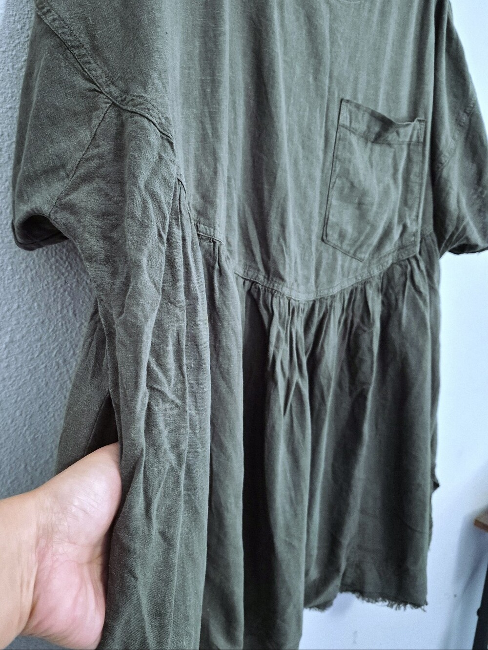 We The Free Moon City Oversized Slouchy Babydoll Top Dark Green M Boho Lagenlook - Picture 5 of 12
